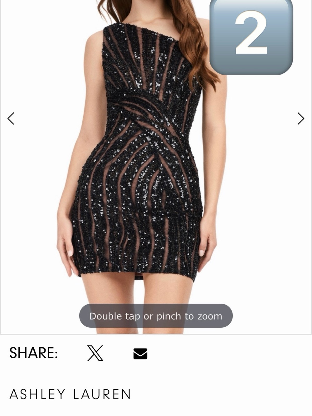Ashley Lauren Black One-Shoulder Sequin Cocktail Dress